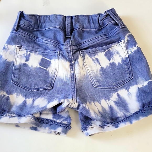 Old Navy Tie Dyed Shorts Frayed Cuffed Hem Blue White 10 - Picture 2 of 8